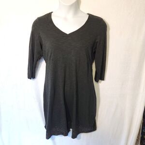 Columbia Sportswear Women's Sz L Dress Gray w/ Hem Snowflake Print 3/4 Sleeve